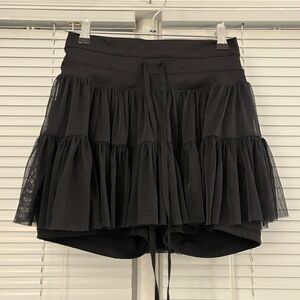 PopFlex Pirouette Black Tiered Mini Skirt with Drawstring Waist